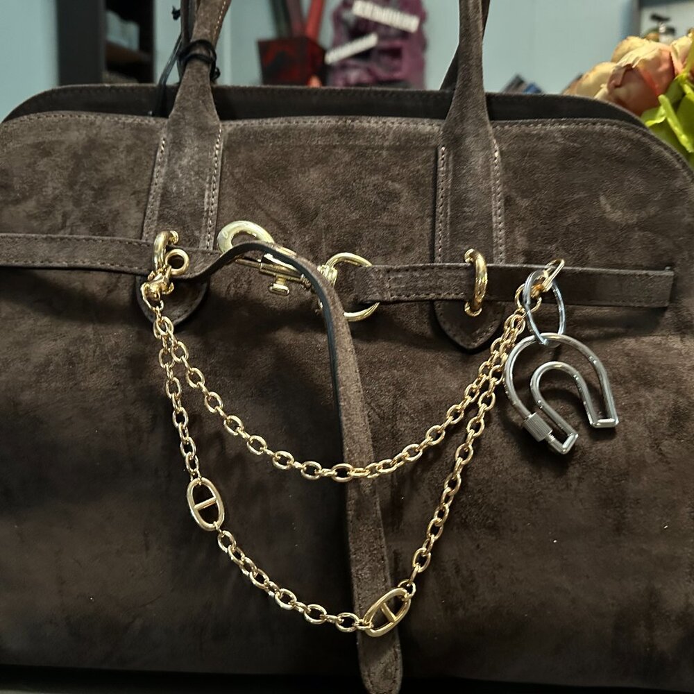 Horse shoe designer Look Keychain Bag chain two tone gold silver